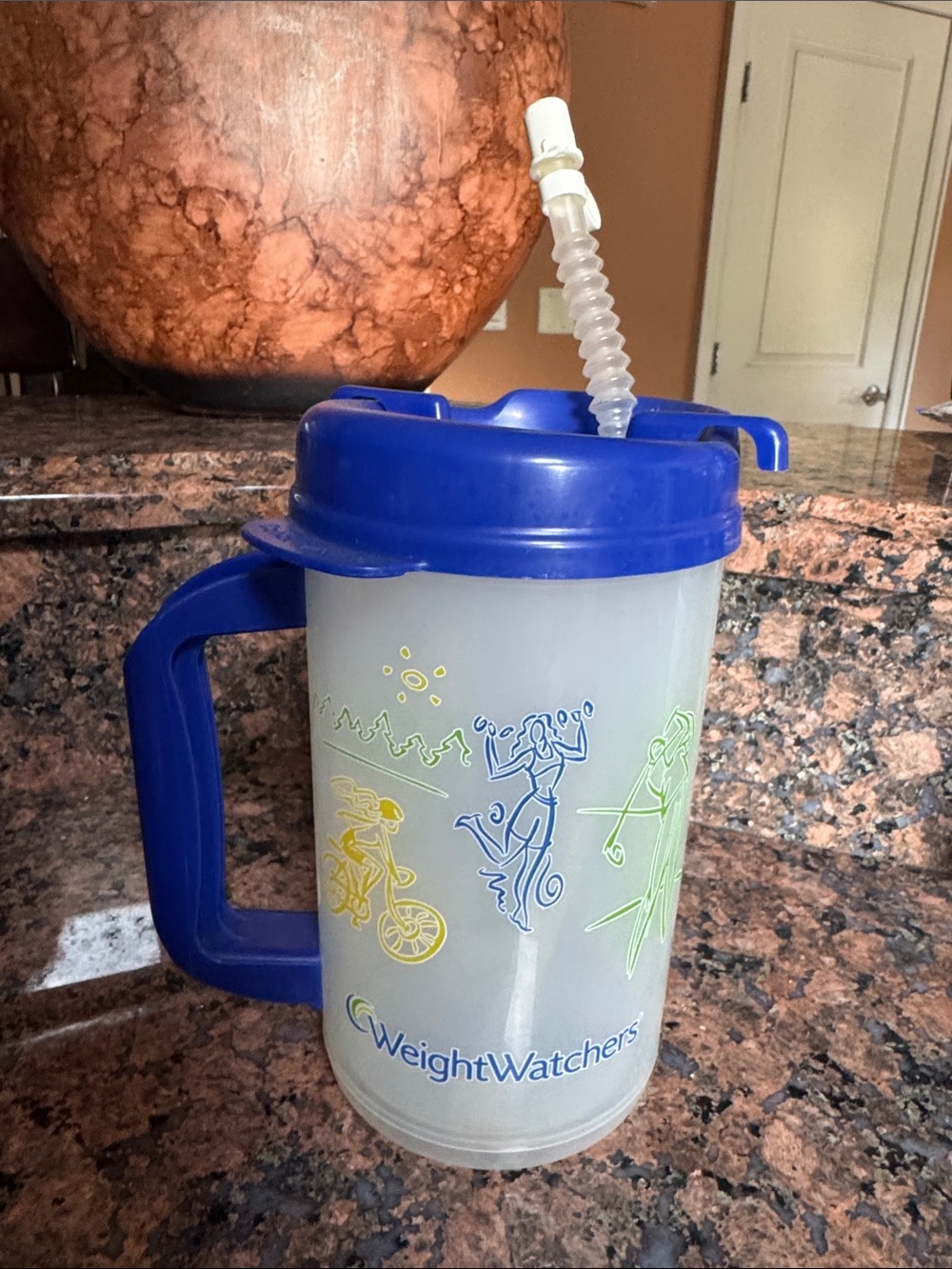vintage 1990s Weight Watchers 32 oz Whirley thermo mug water tumbler handle